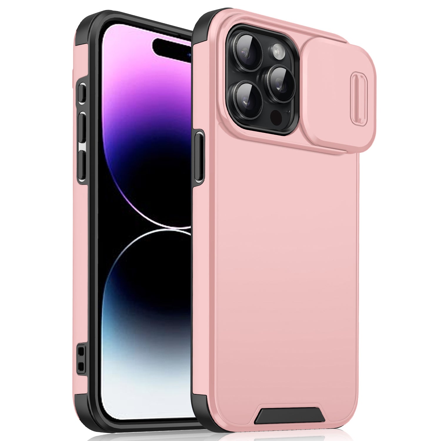 For iPhone 14 Pro Shockproof Case PC+TPU Back Phone Cover with Slide Camera Guard For iPhone 14 Pro Shockproof Case PC+TPU Back Phone Cover with Slide Camera Guard